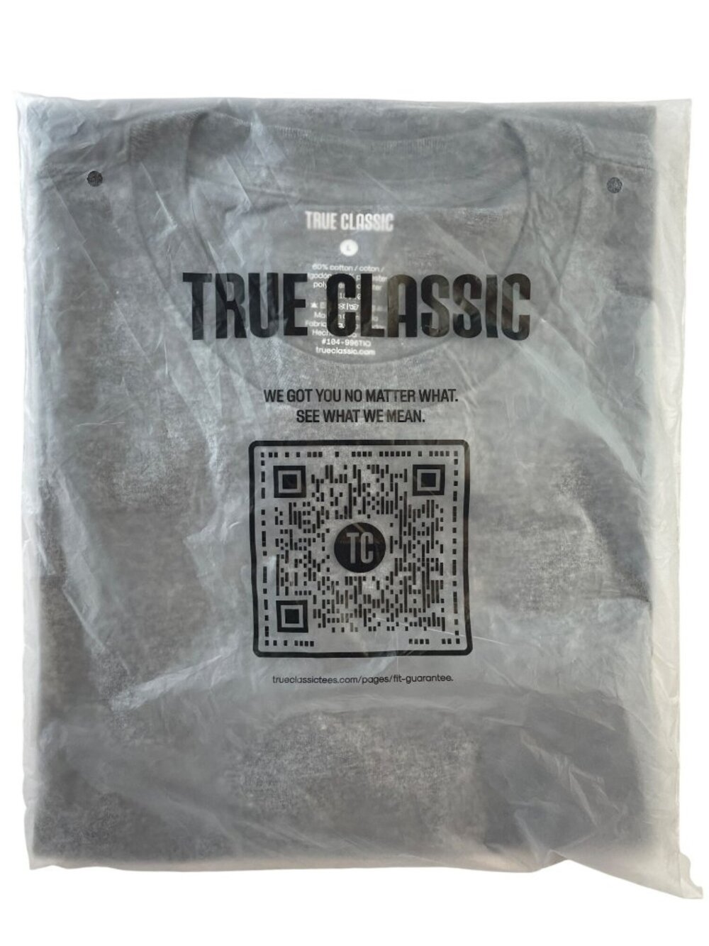 True Classic Crew Neck T-Shirt Heather Gray Cotton/Polyester Men's Sz Large NWT